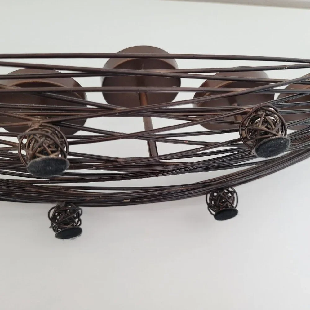 Pier 1 Unique Copper Metal Wire Sculpture Candelabra Centerpiece 24